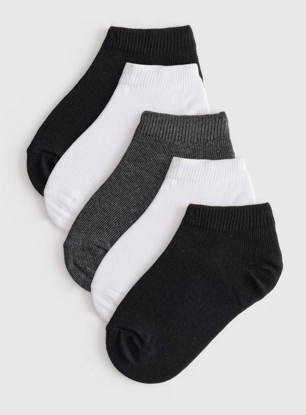 Black & White Trainer Socks 5 Pack 12.5-3.5